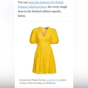 Limited edition gold Prabal Gurung for JCPenney special occasion dress, NWT